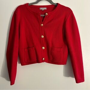 J.Crew Red Cardigan with Gold Buttons